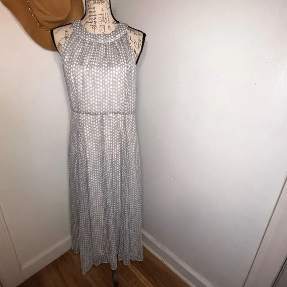 Tommy Hilfiger,10, grey white polkadot high neck sheer chiffon lined maxi dress - Picture 1 of 10